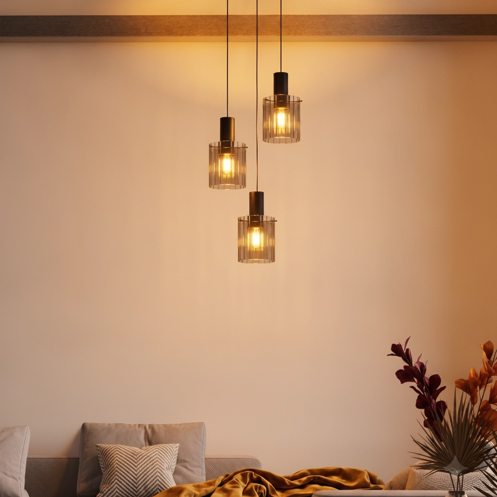 Design pendant lamp Mirbi 3-light black round