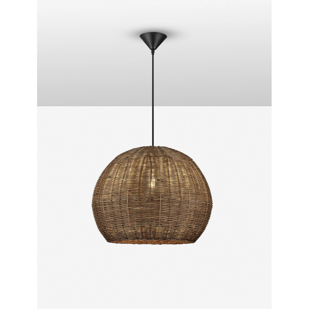 Pendant lamp Rielo black with rattan Lyora 5212017487957