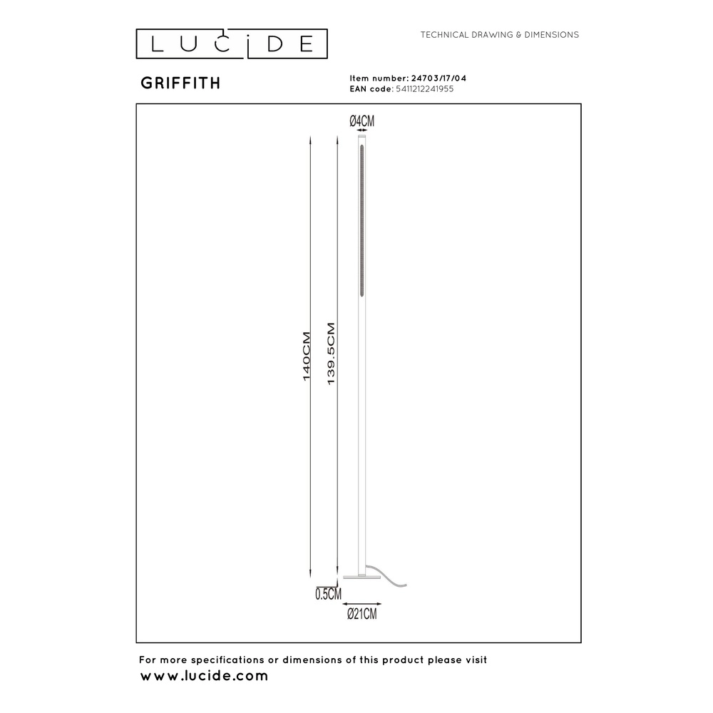 Design floor lamp Griffith bronze Premium by Lucide 5411212241955