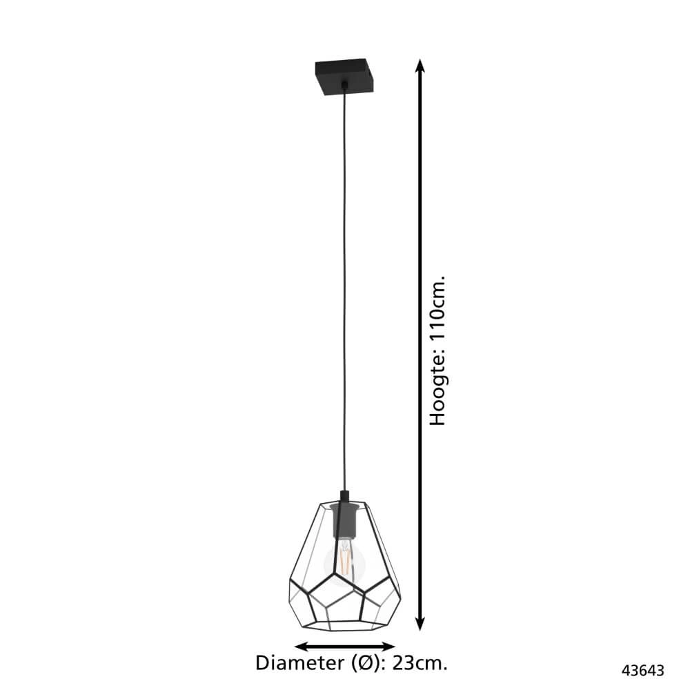 Pendant lamp Mardyke black with glass Eglo 9002759436438