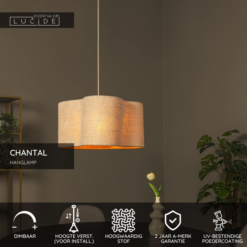 Organic Pendant Lamp Chantal beige Lucide 5411212510112