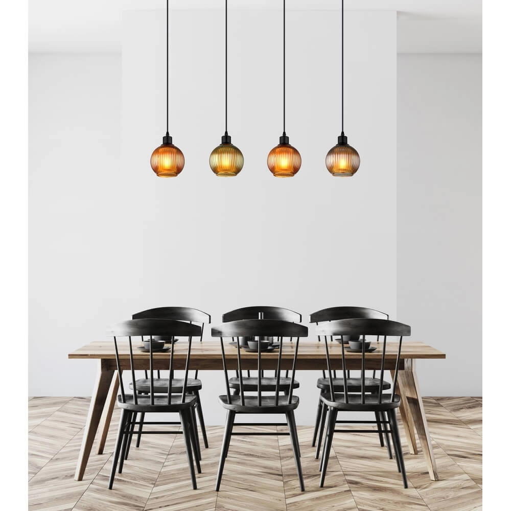 Pendant lamp Zumba Coloured glass 4-lights Globo 9007371452828