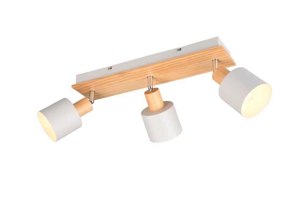 3-light ceiling lamp Shanti with wood look