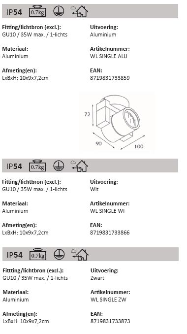 Black surface mounted spot Single Artdelight 8719831733873