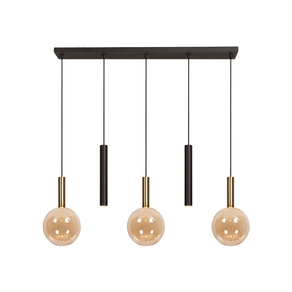 5-light pendant lamp Josiane black with gold