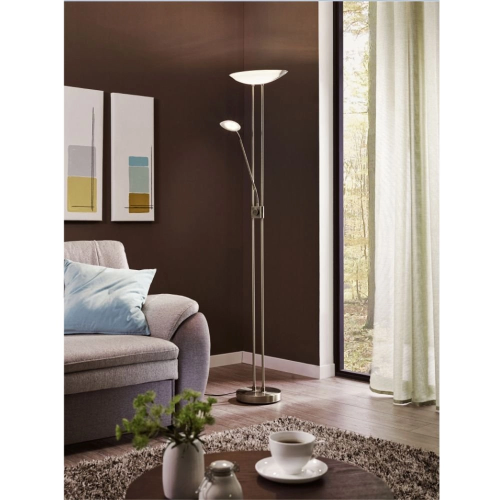 Floor lamp with reading lamp Baya matt chrome Eglo 9002759938741