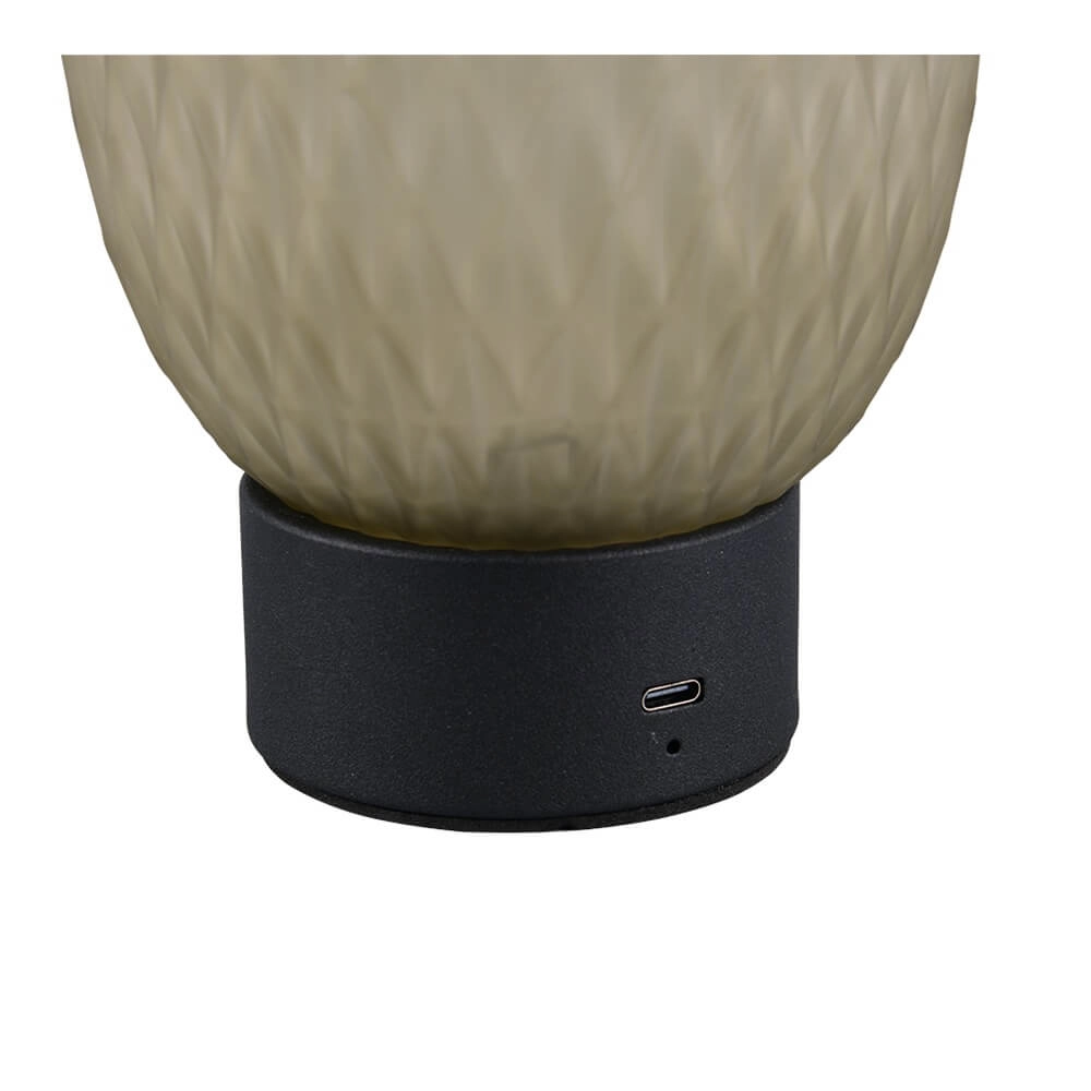 Table lamp Facette Black with green glass Trio 4017807643565