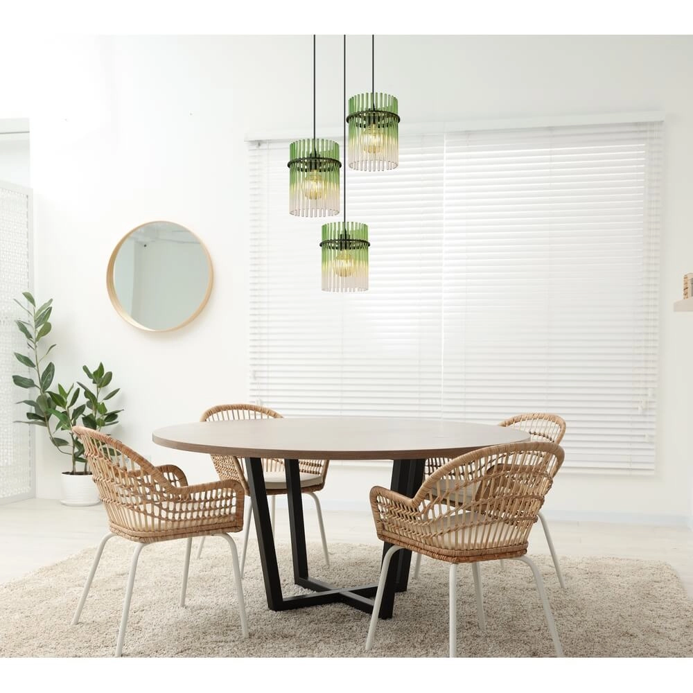 Black pendant lamp Gorley with green glass Ø 47cm Globo 9007371462988