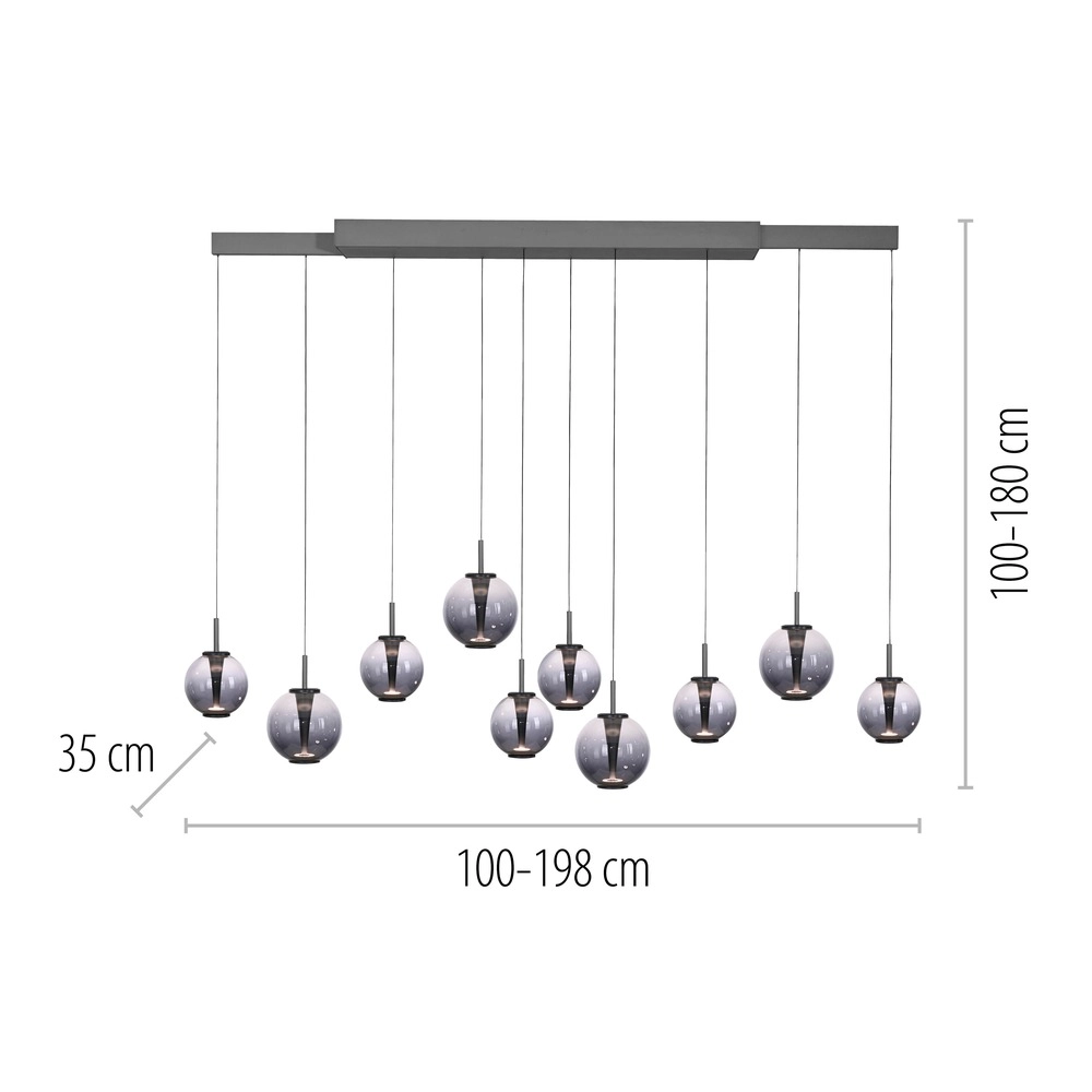 Pendant lamp Pure E-Infinty Mystic Grey with smoke glass Paul Neuhaus 4012248397862