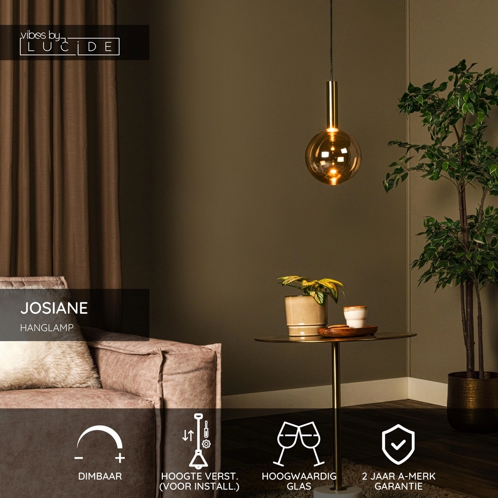 Pendant Pendant Lamp Josiane black with gold Lucide Vibes 5411212212269