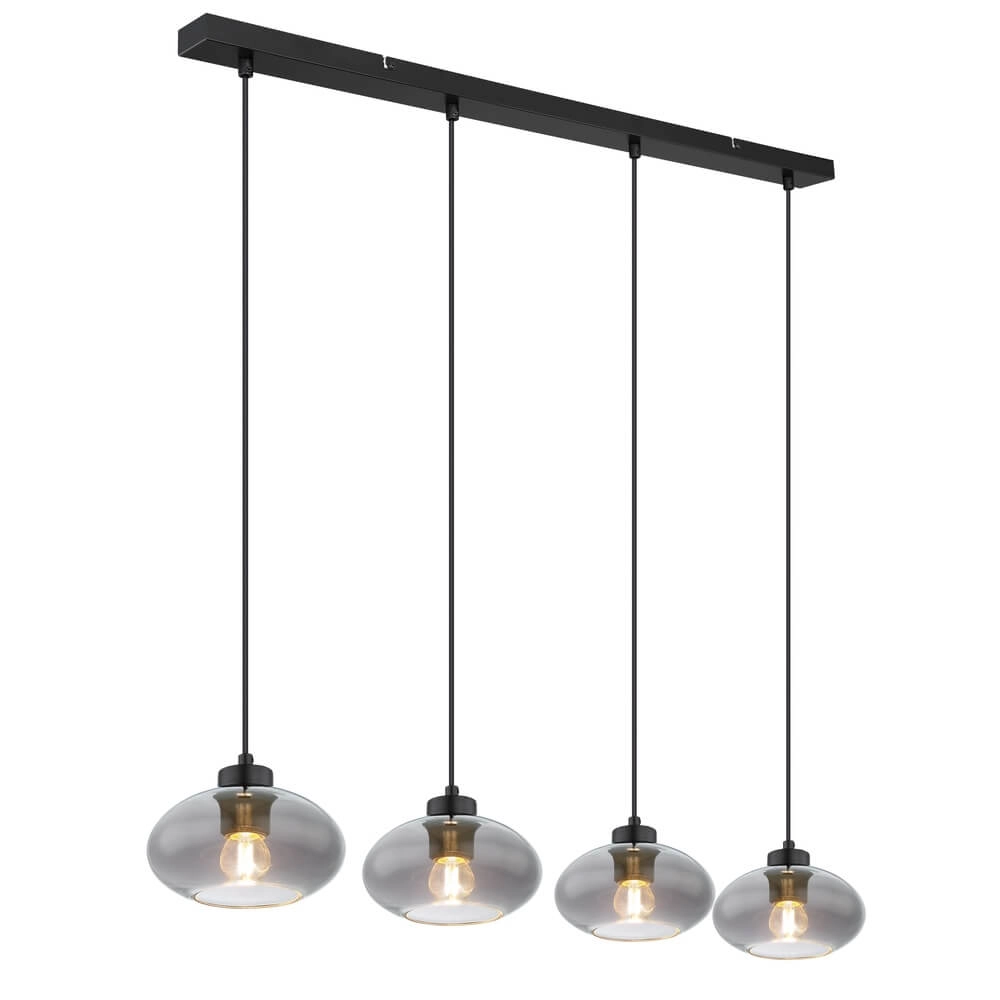 Black pendant lamp Shaun 4-light straight
