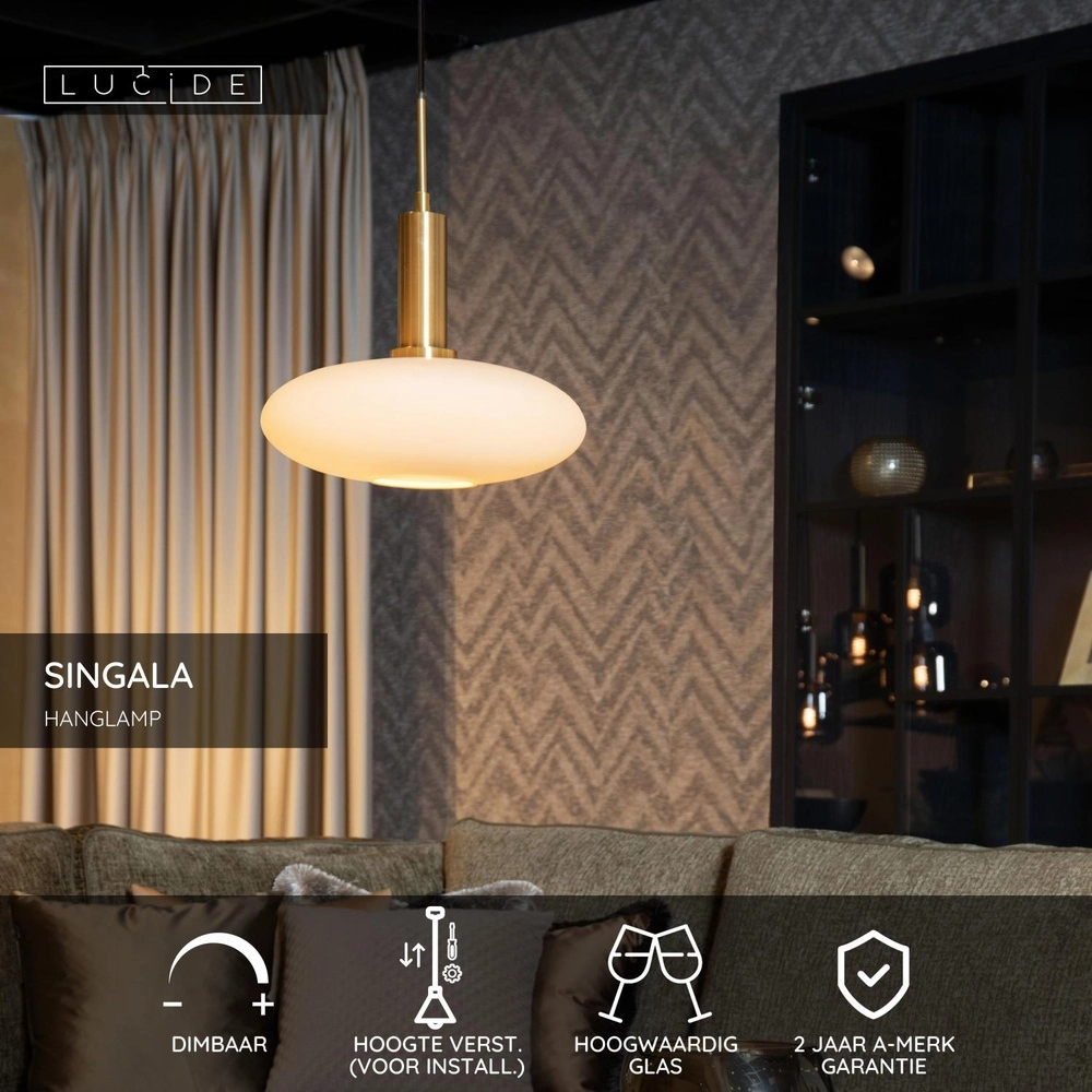 Design pendant lamp Singala Ø 30cm gold with white Lucide 5411212251084