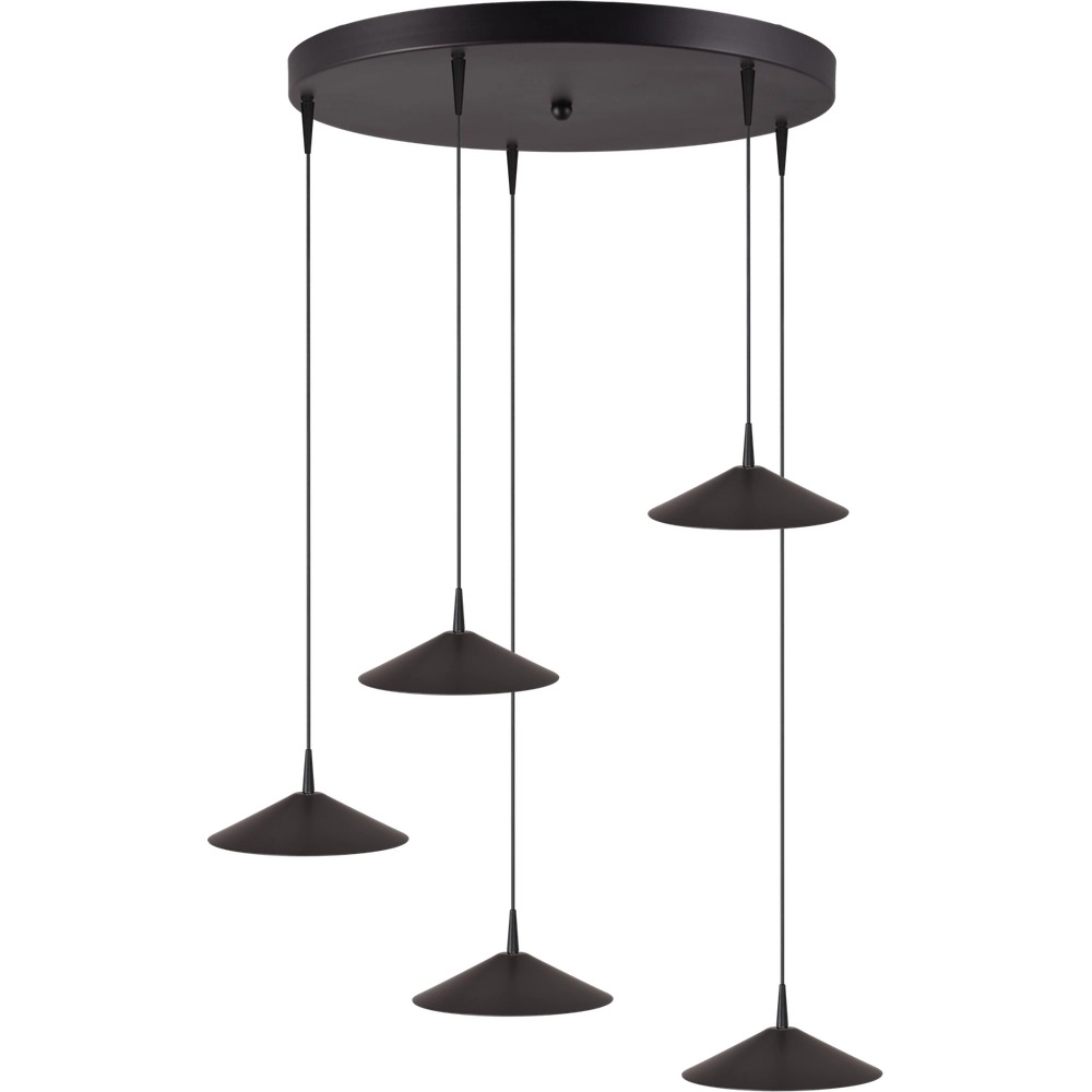 5-light pendant lamp Ceppo black Ø 22cm round