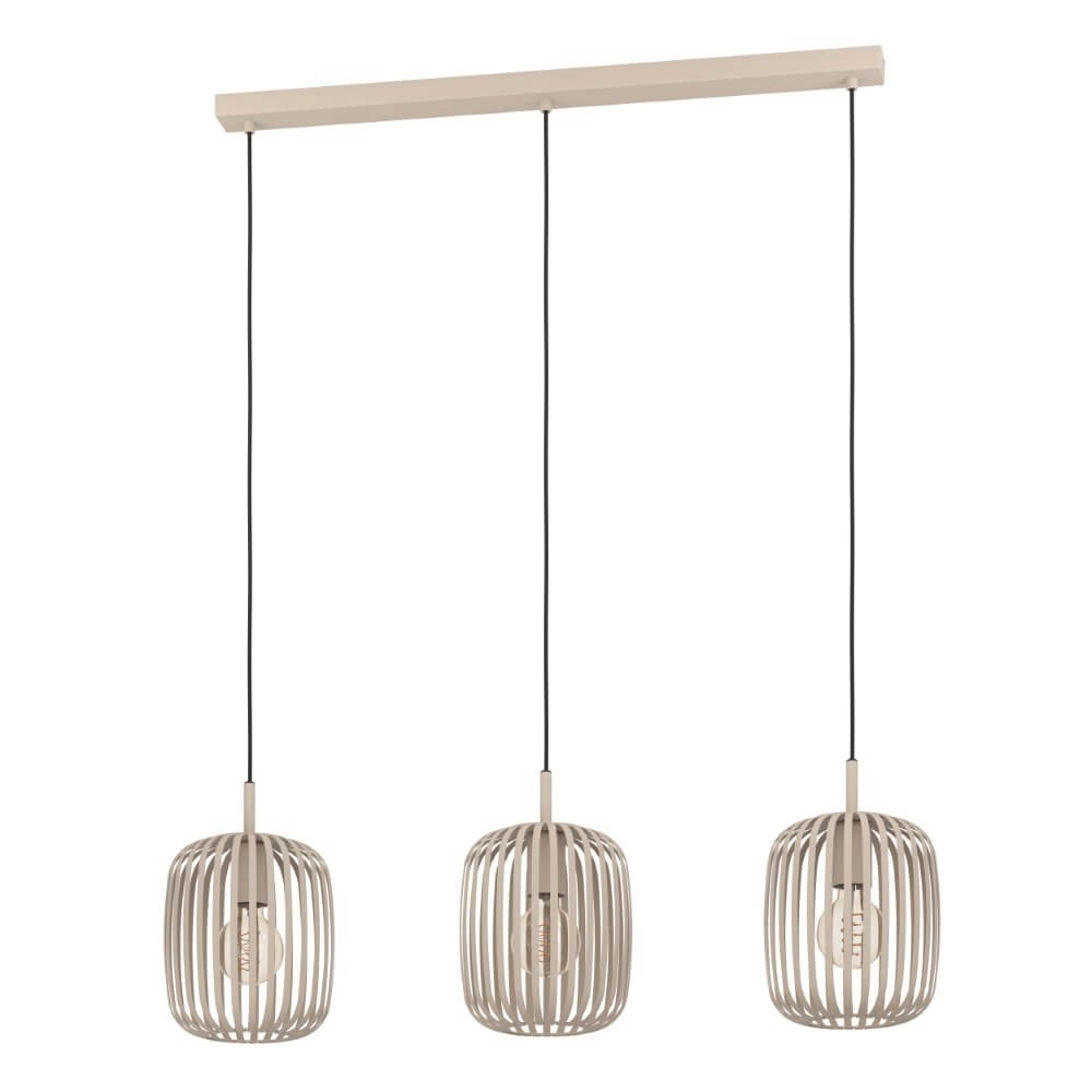 Sand brown pendant lamp Romazzina 3-light