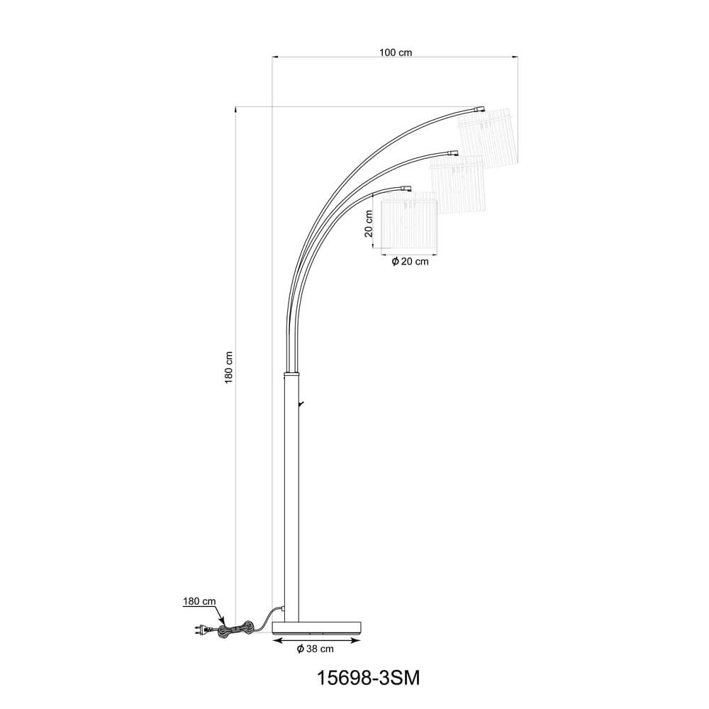 Golden floor lamp Gorley with glass 3-light Globo 9007371481019