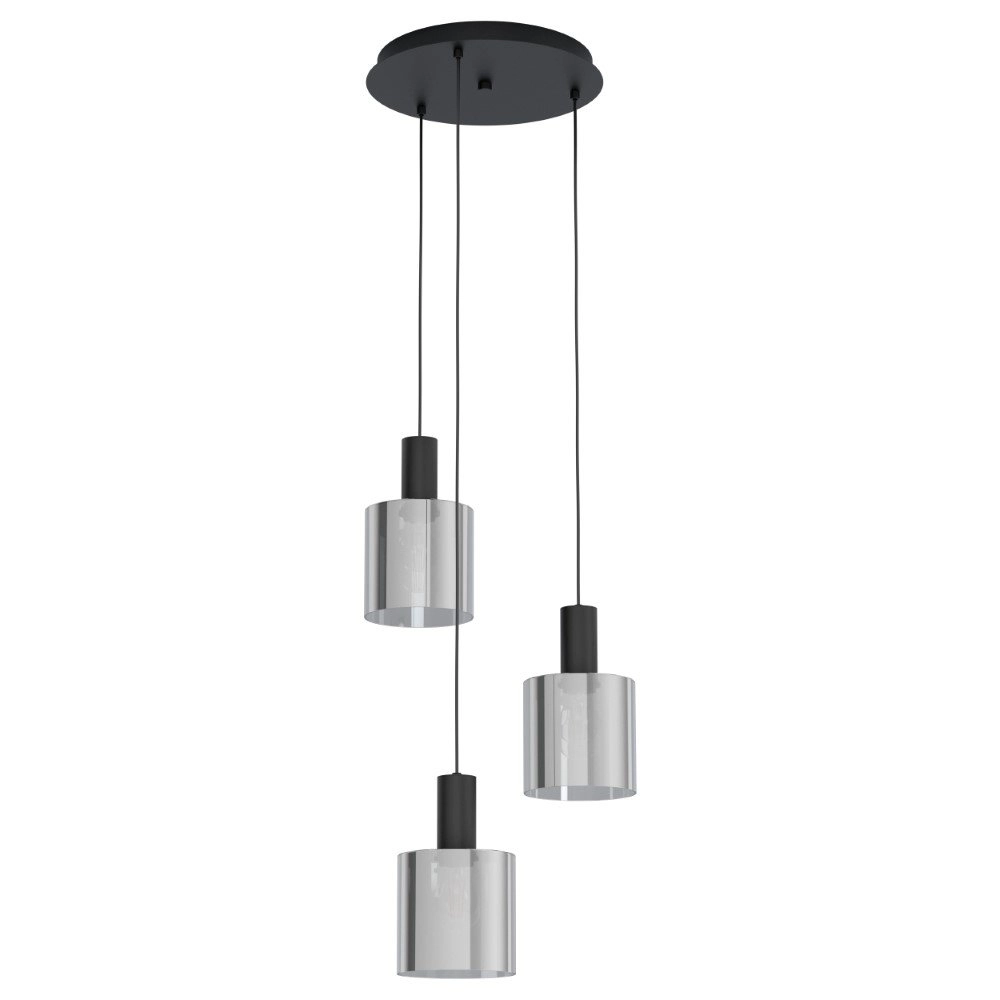 3-light pendant lamp Gorosiba with smoke glass Eglo 9002759987541