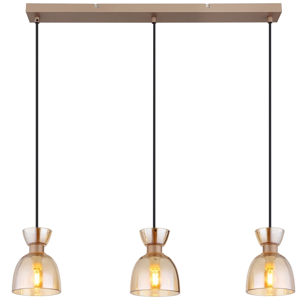 Design pendant lamp Massey coffee brown 3-light Globo 9007371533503