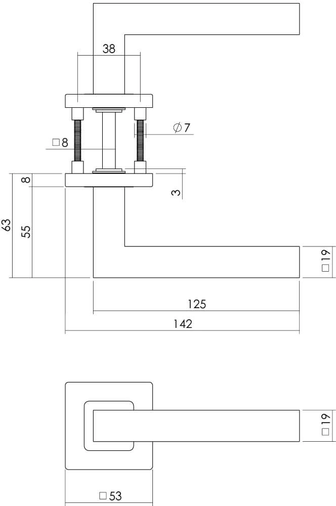 Tight door handle Vierkant on rosette stainless steel Intersteel 8714186127926