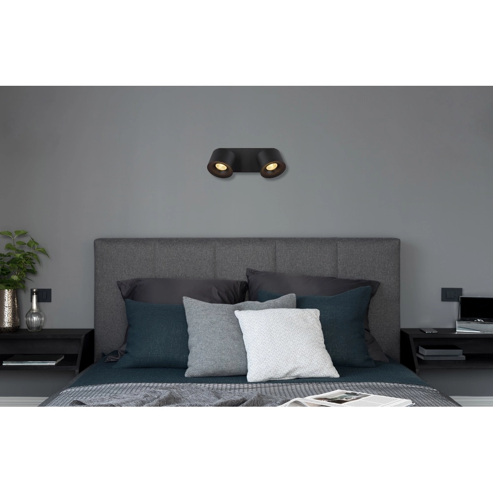 Sleek ceiling lamp Rae 2-light black Globo 9007371447640