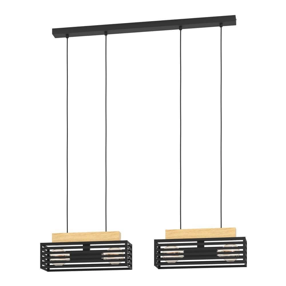 Hanging lamp Cidraz square with wood
