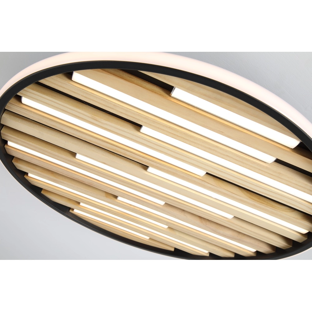Ceiling light Equalise black with wood Searchlight 5053423298016