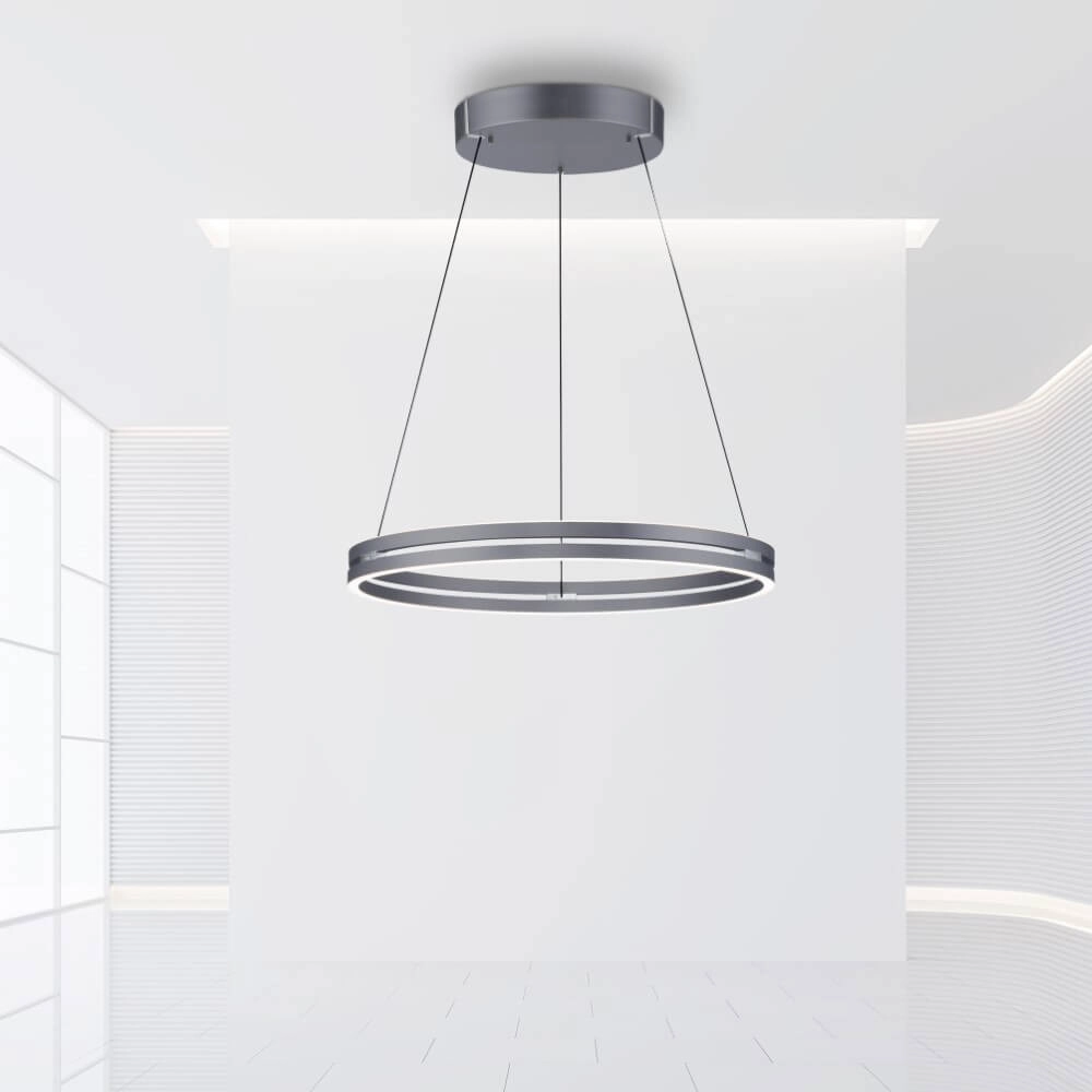 Sleek hanging lamp Pure E-Loop gray Ø 70cm Paul Neuhaus 4012248372289