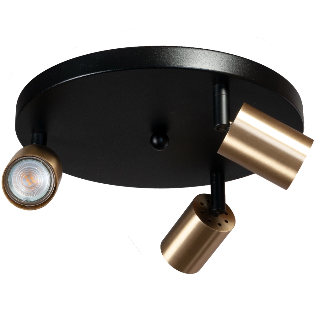 Black ceiling lamp Bounce with 3 gold spots