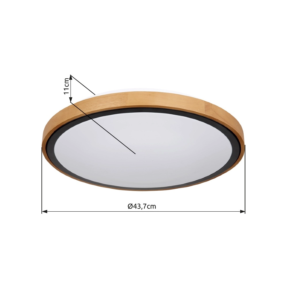 Ceiling lamp Bruno Ø 43.7 black with wood Globo 9007371436484