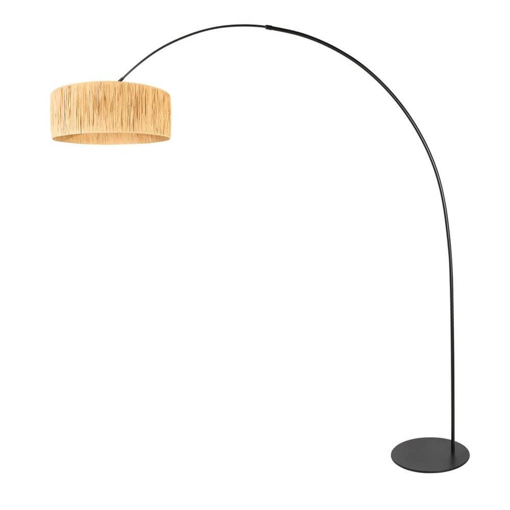 Floor lamp Curve black with straw shade Ø 50cm Steinhauer 8712746179439