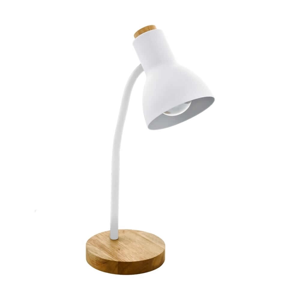 Rustic desk lamp Veradal white with wood