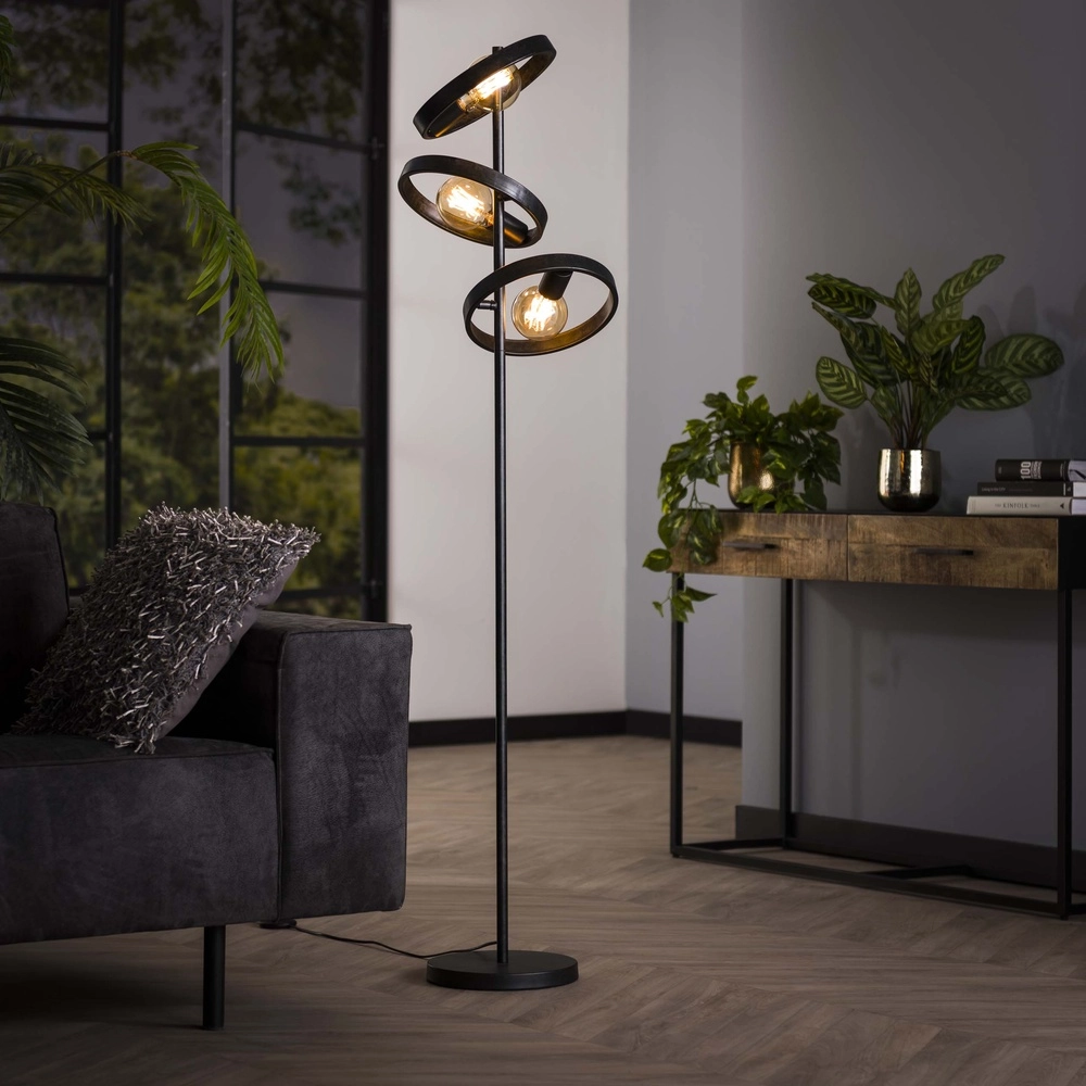 Rings floor lamp Hover 155cm high - charcoal
