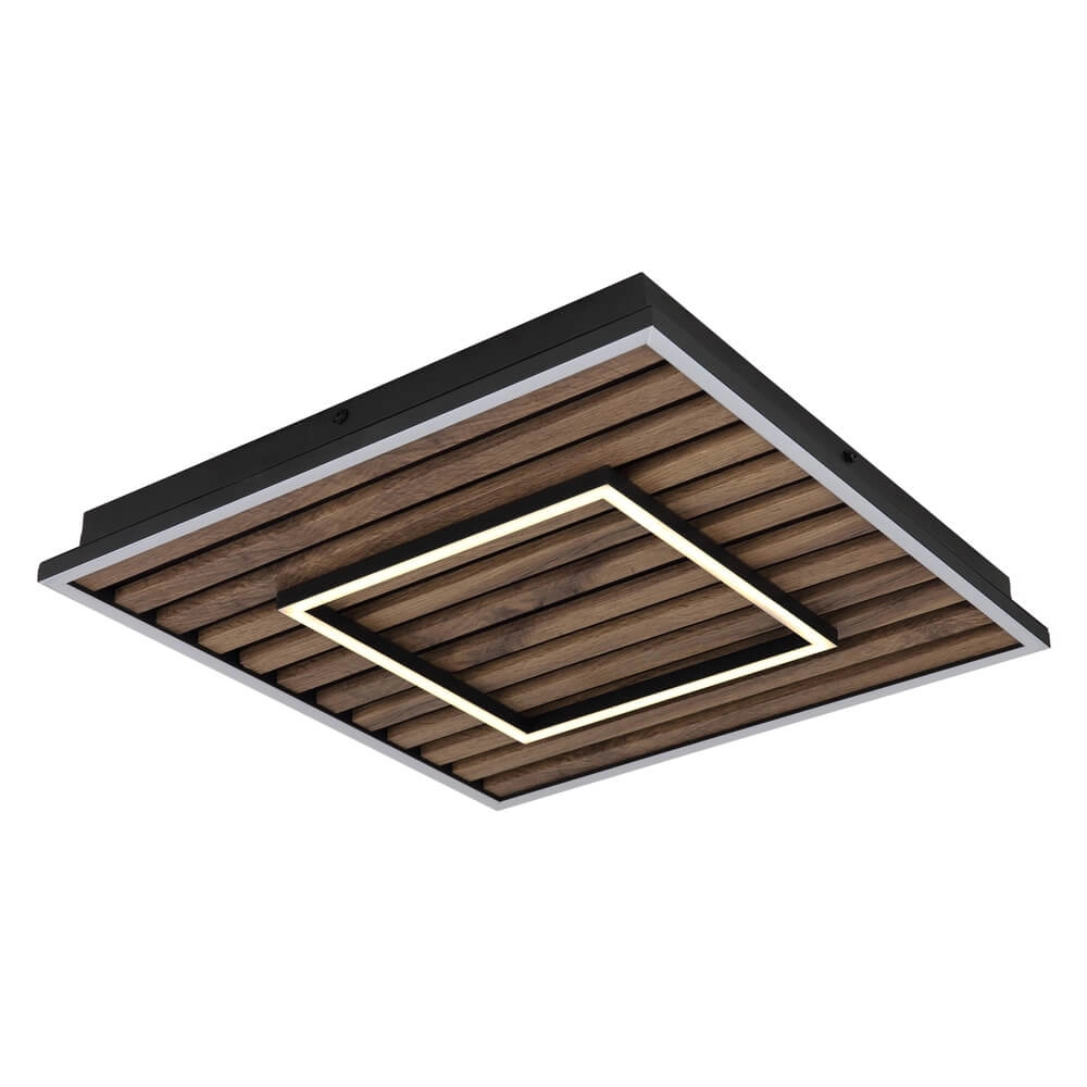 Ceiling lamp Woody black with wood square Globo 9007371510573