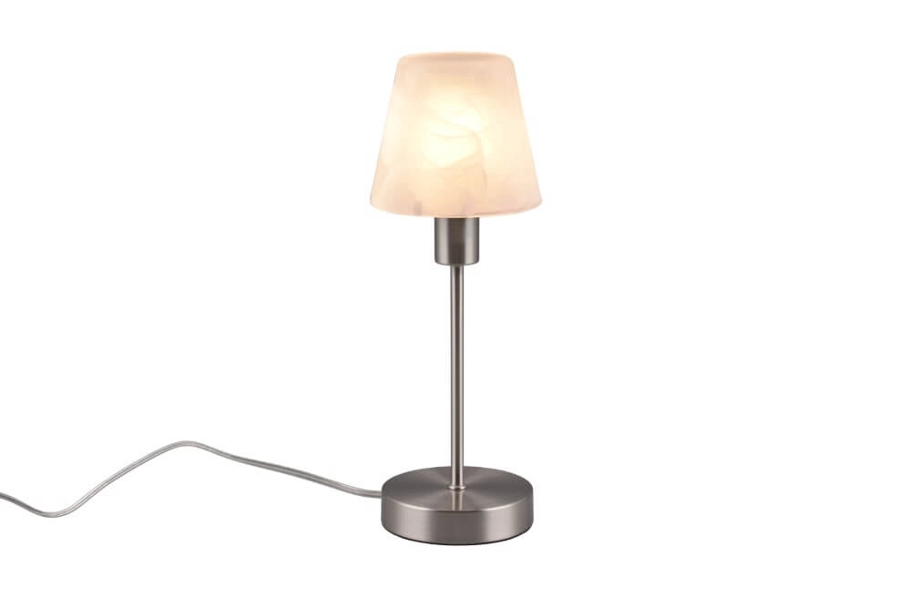 Table lamp Luis Ii nickel with white glass