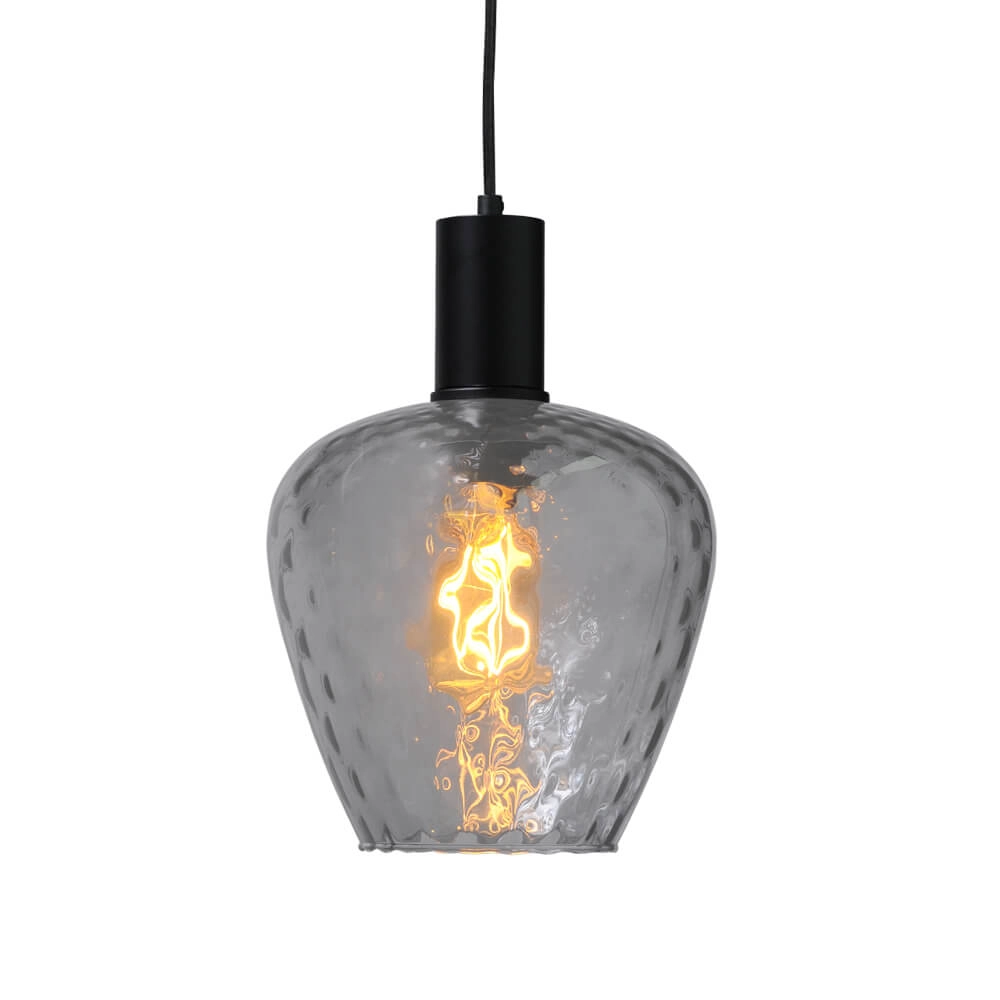 3-light hanging lamp - black - Porto with Diamond smoke glasses Masterlight 8718121269504