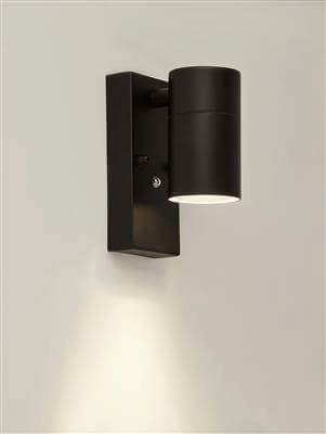 Wall spotlight Splot black with dusk sensor Searchlight 5053423175188