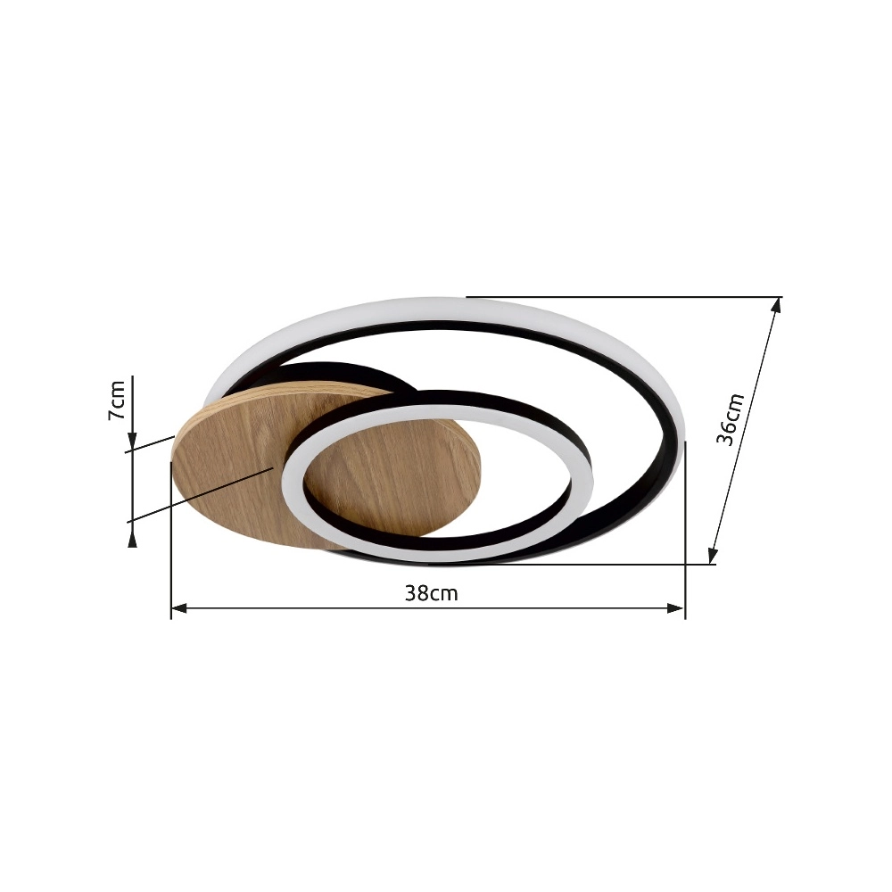 Design ceiling lamp Julio black with wood Globo 9007371471386