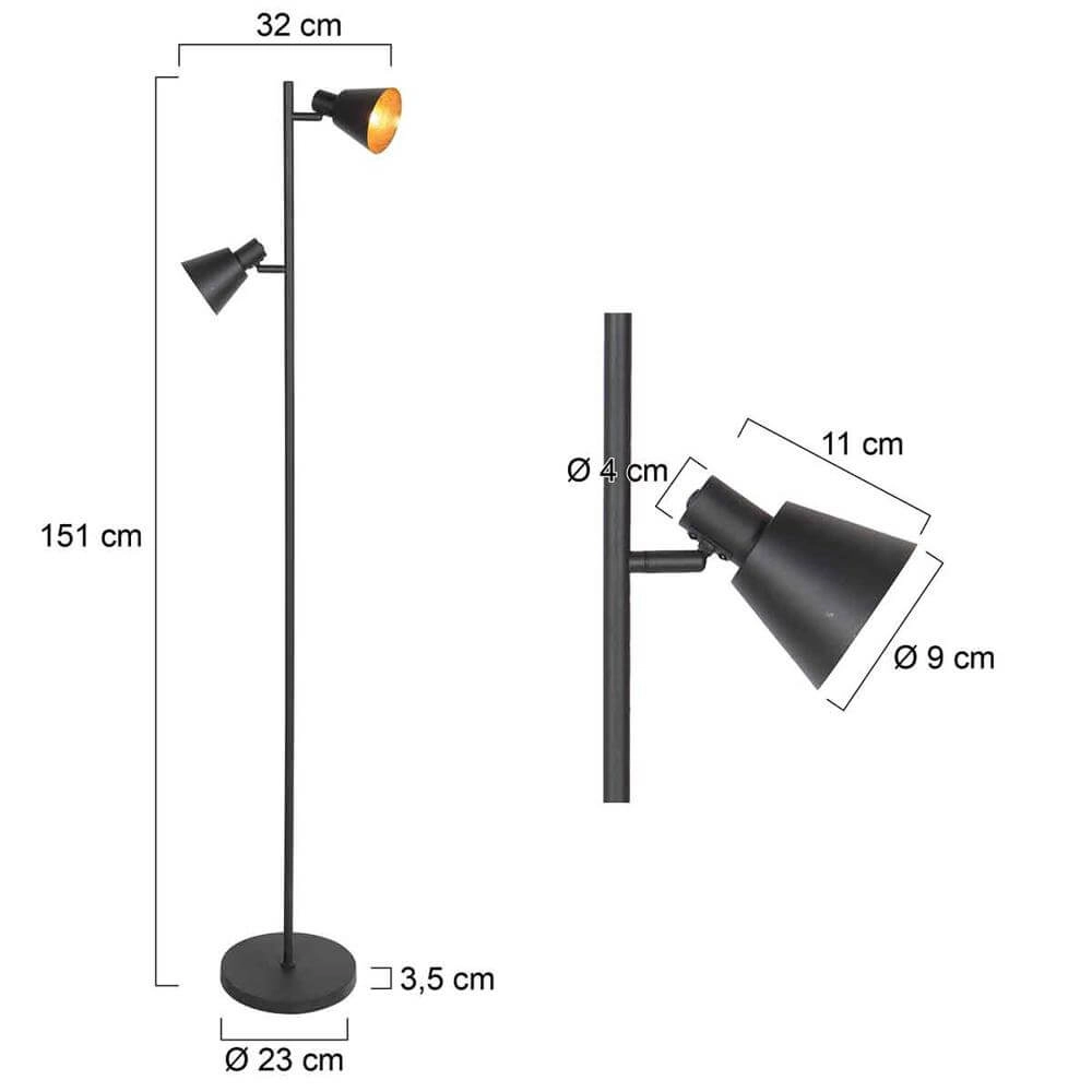 Floor lamp Oeroe black with gold Steinhauer 8712746176360
