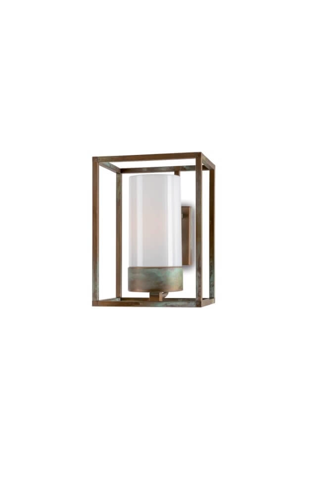 Country wall lamp Cubic3 white glass