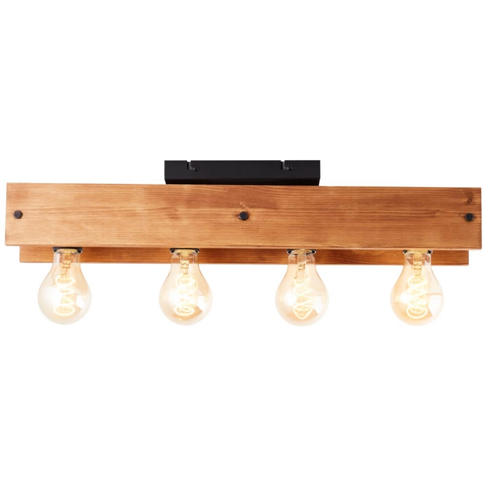 Ceiling light Calandra 4-light black with wood brown