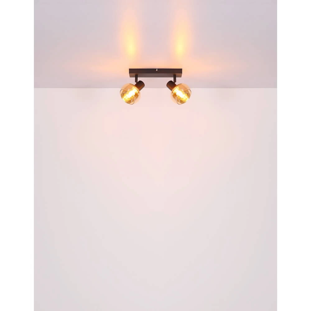 Black ceiling lamp Tokki 2-light amber smoke glass Globo 9007371455027