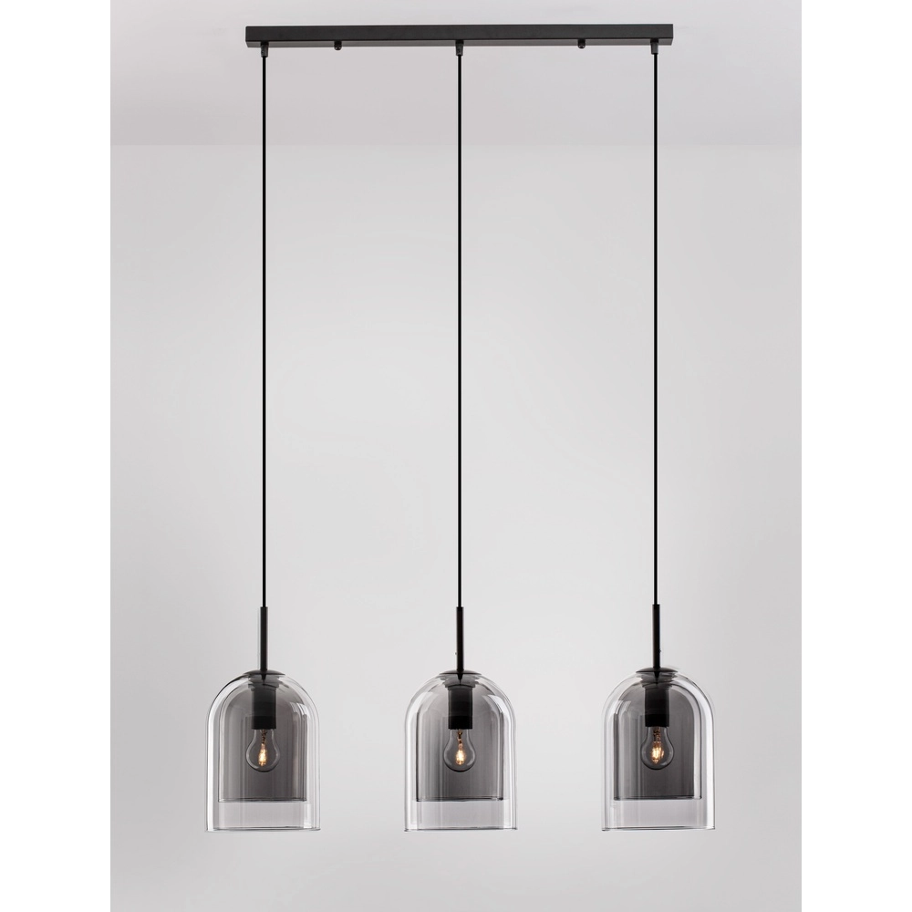 Pendant lamp Velor 3-light black straight