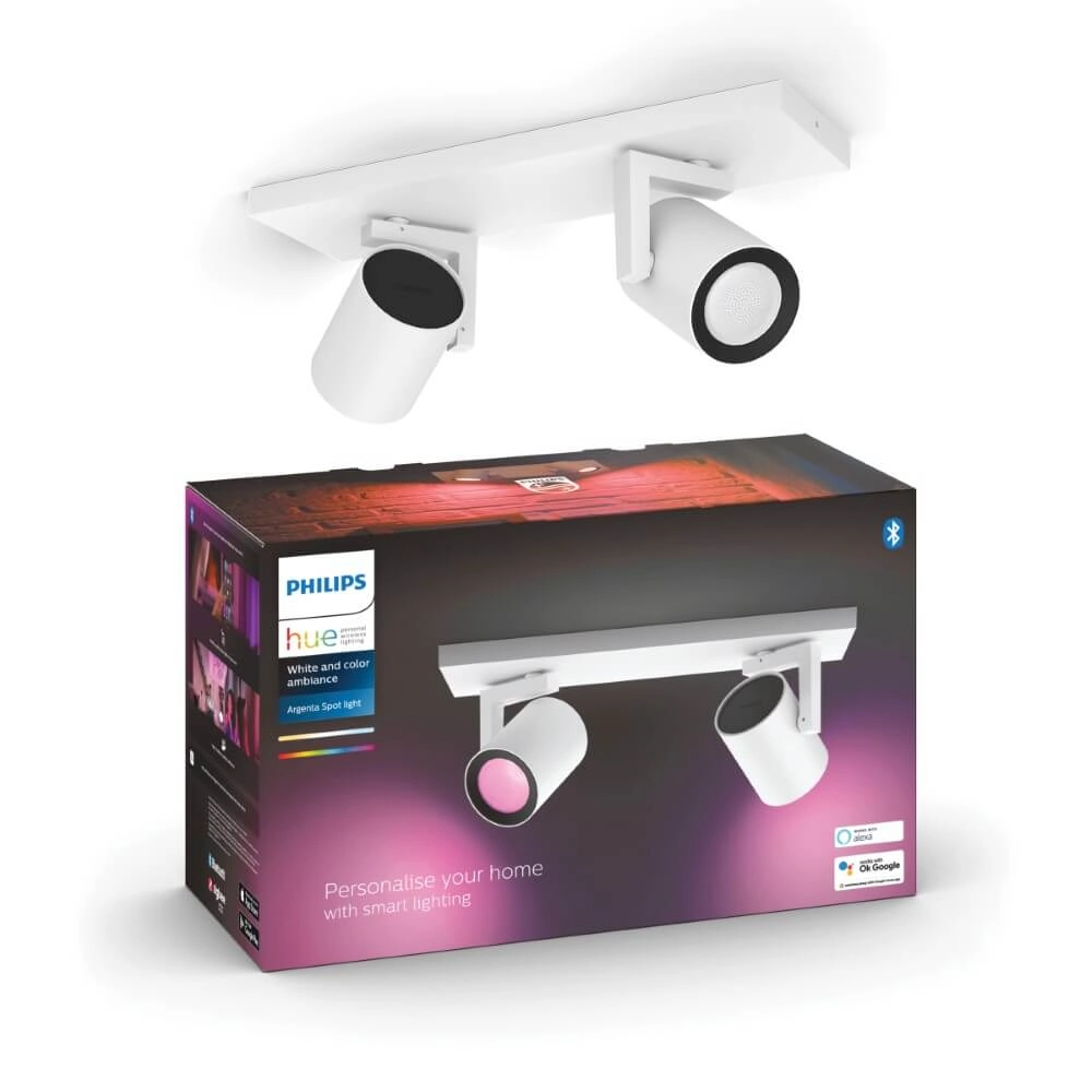 Surface-mounted spotlight Hue Argenta - White and color 2-light white Philips 8718696171585