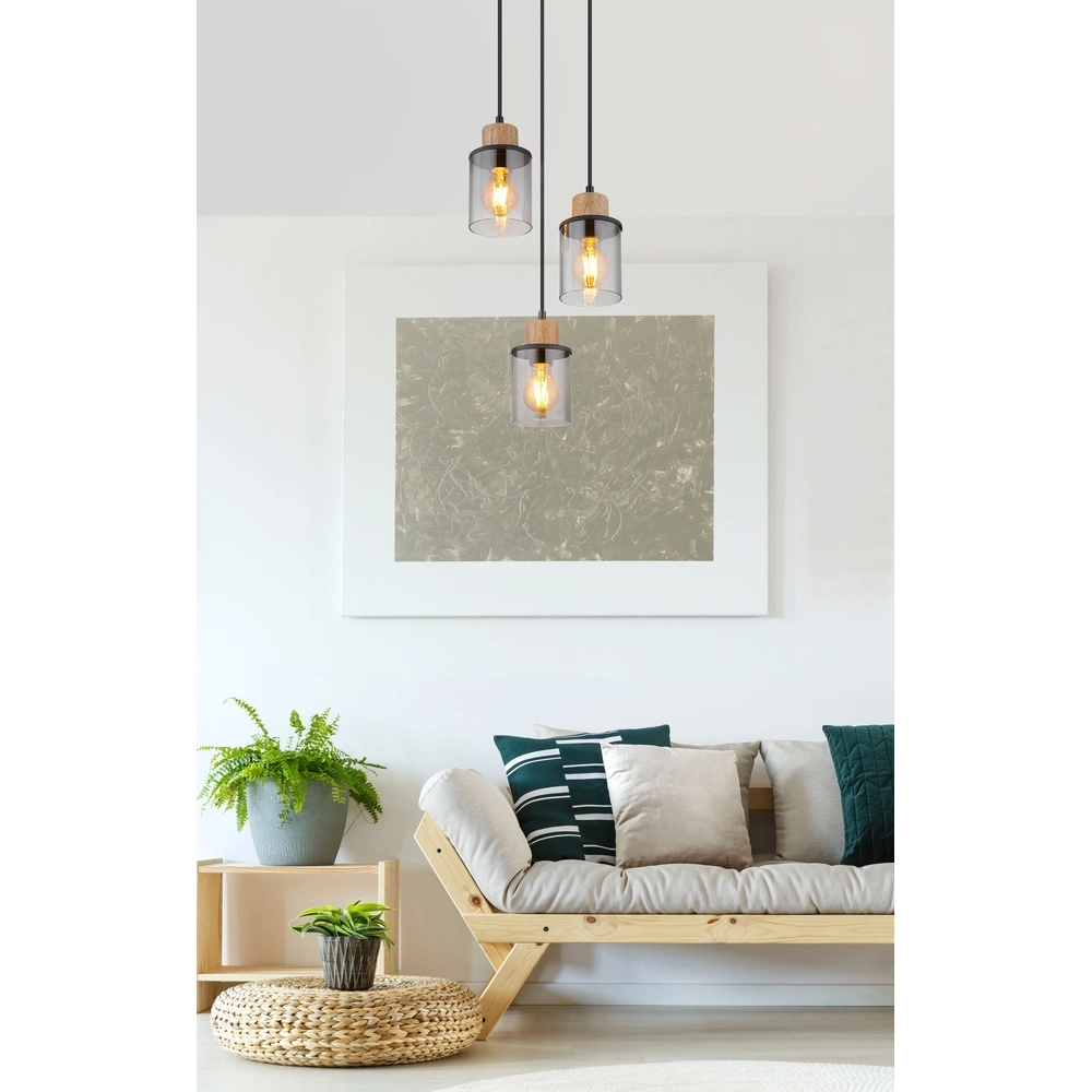 3-light pendant lamp Reid Round Black Globo 9007371457250