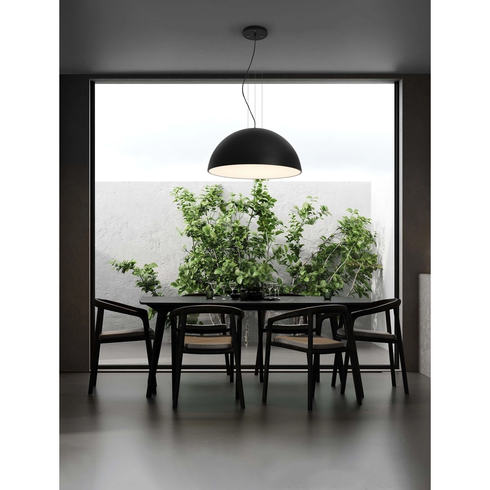 Sleek pendant lamp Tholos black Ø 70cm