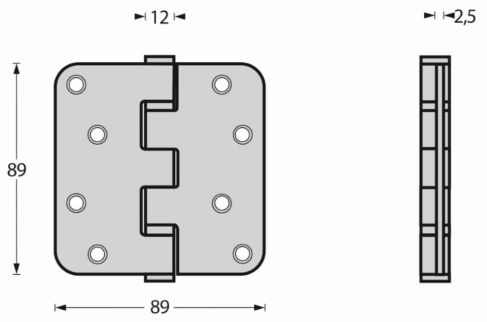Ball bearing hinge Rotura rounded to 70kg black Intersteel 8714186434093