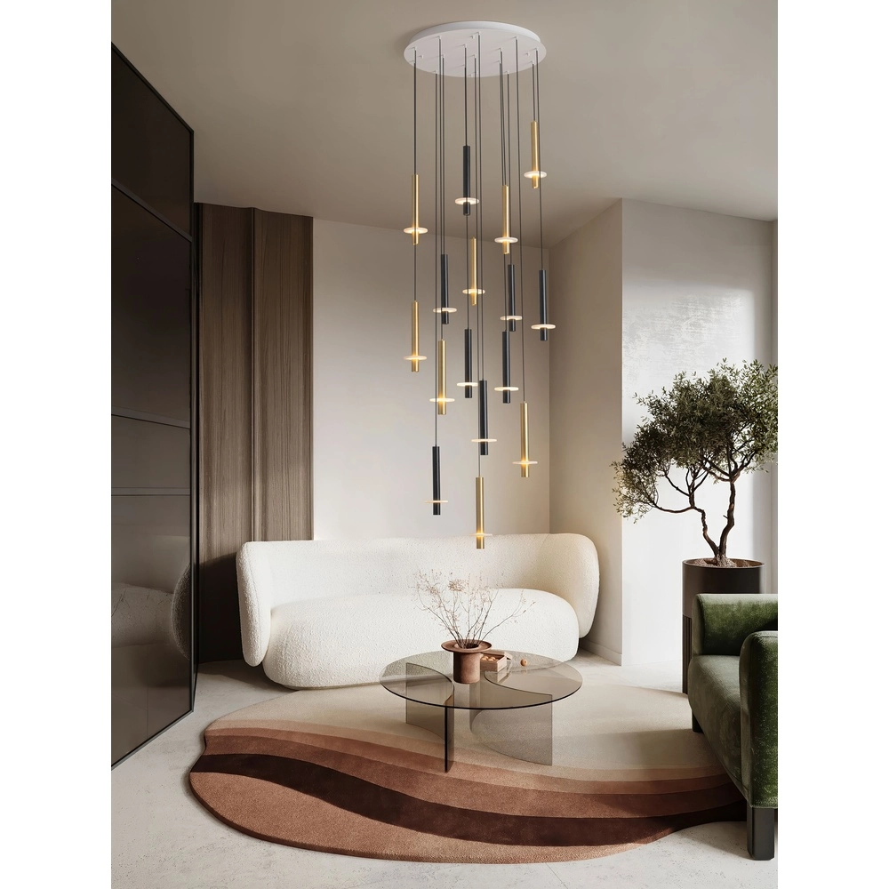 Design pendant lamp Noemi black with white and gold Ø 72cm