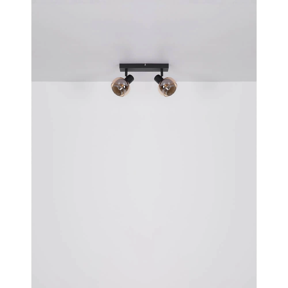 Black ceiling lamp Tokki 2-light amber smoke glass Globo 9007371455027
