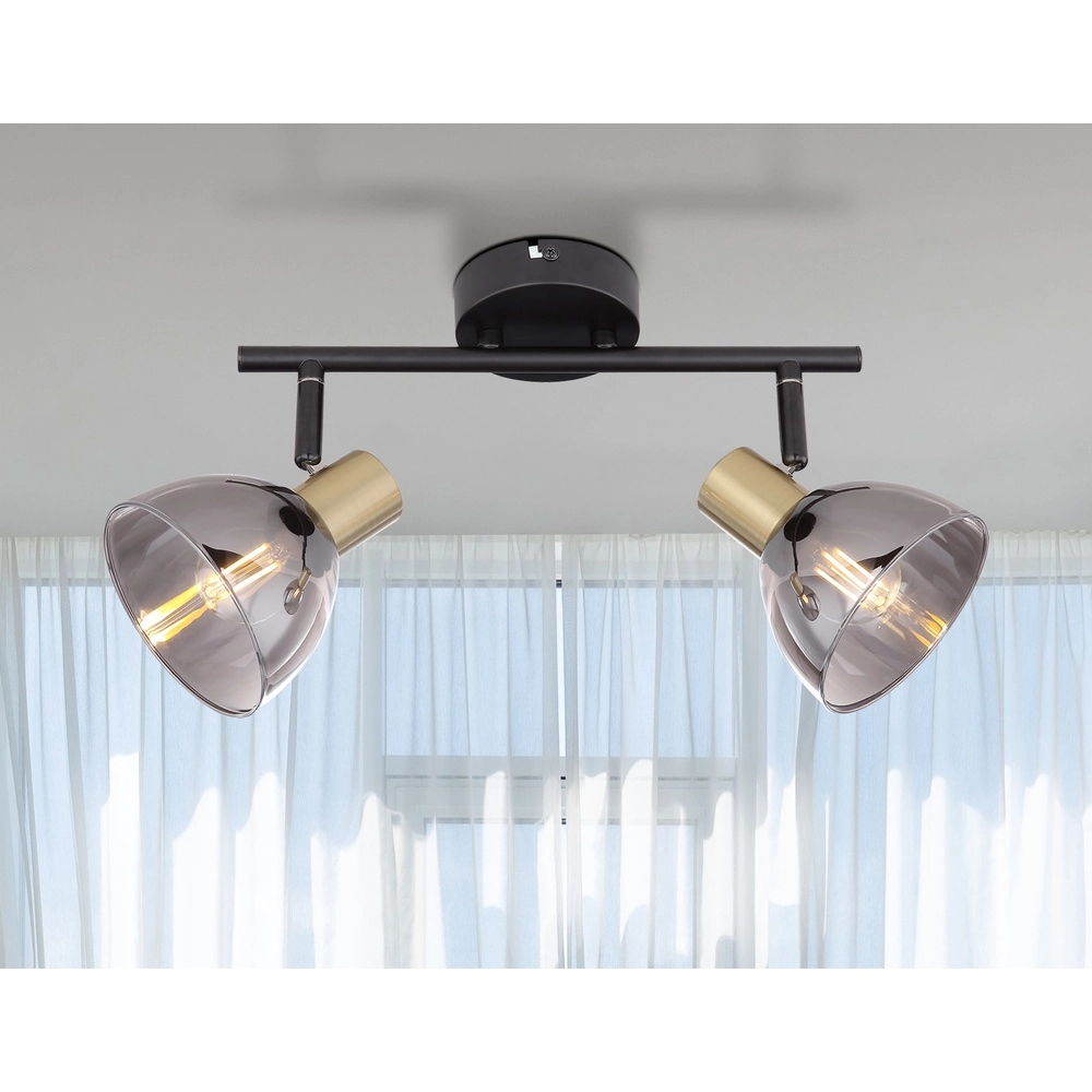 Design ceiling lamp Jay 2-light black with smoke Globo 9007371396399