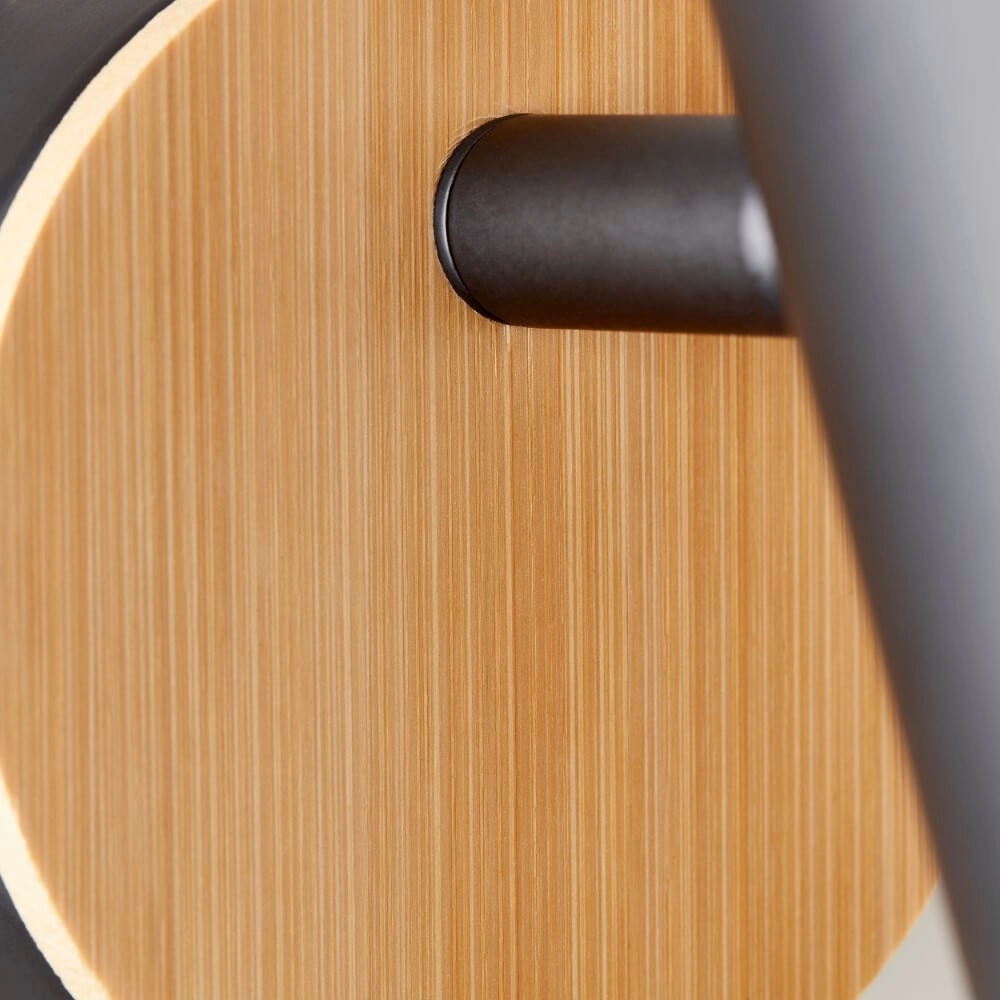 Wall lamp Niels black with wood Brilliant 4004353410192