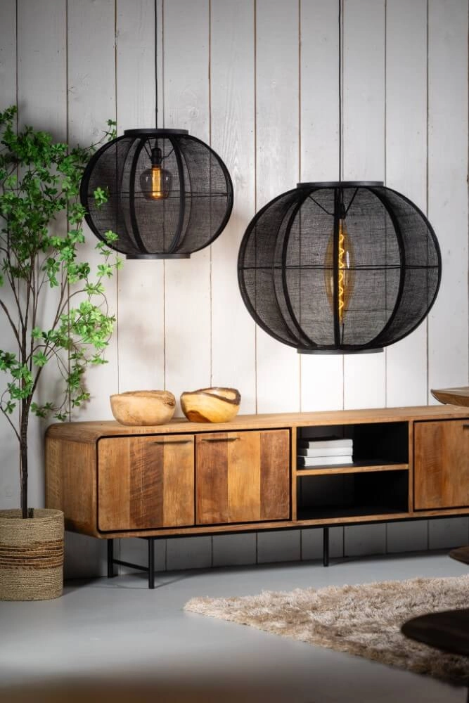 Bohemian pendant lamp Fabric black Ø 48cm ETH 8720195309000